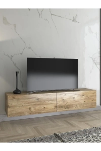 Toprak 150 Cm Duvara Monte Tv Ünitesi - Atlantik Çam / Siyah